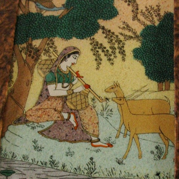 Eco Friendly Blank Book Journal 9x8 Handmade Crushed Gemstones Painted On Glass - Picture 3 of 8